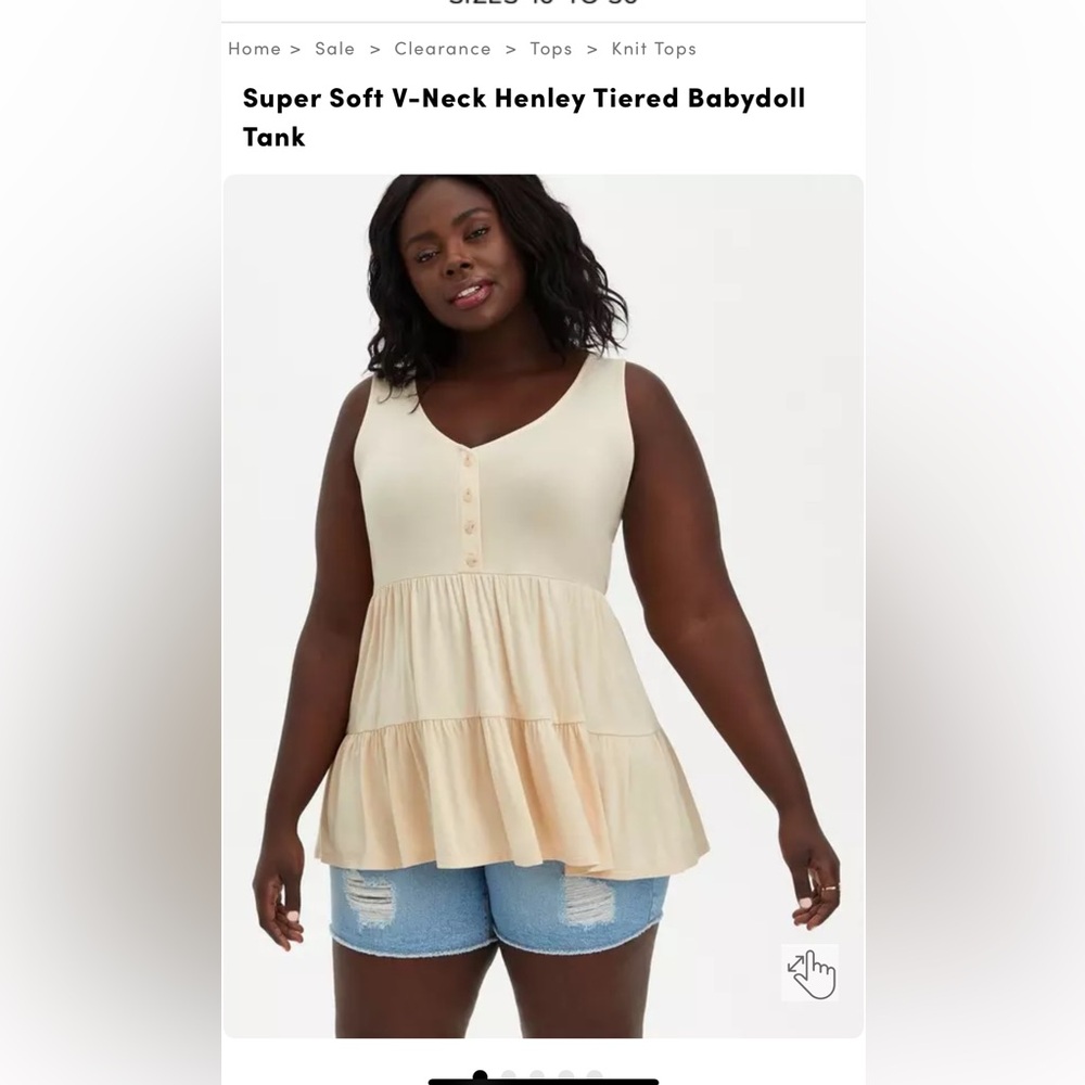 Torrid NWOT Super Soft Cream V-Neck Henley Tiered Babydoll Tank